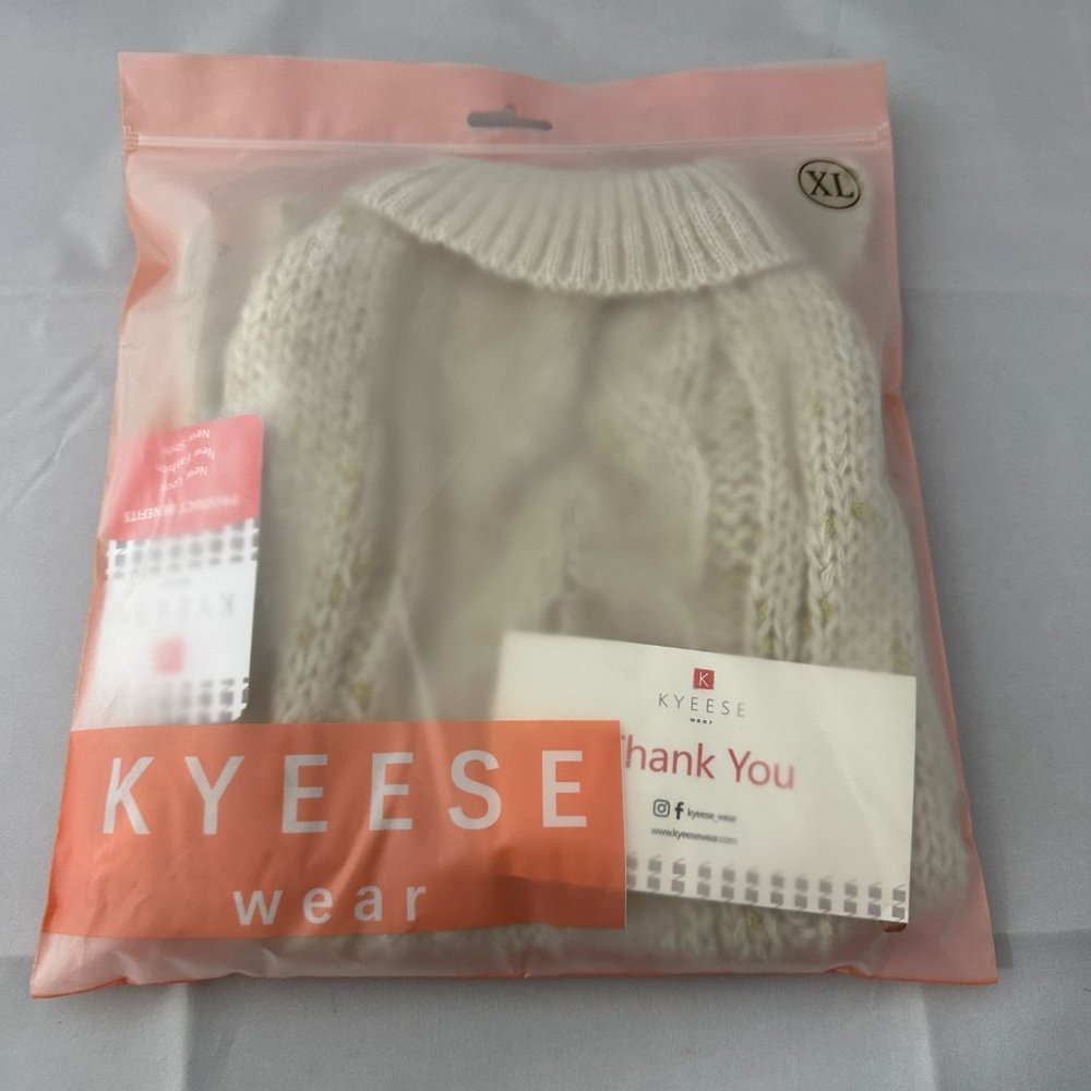 KYEESE Wear XL Dog Turtleneck Sweater BEIGE Golden Yarn Cable Knit Tan NEW!